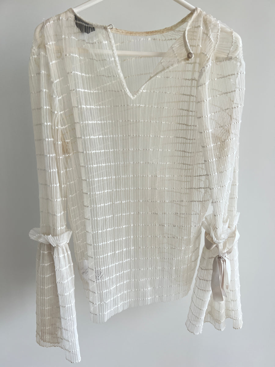 Topshop white mesh lace blouse - Size AU 8