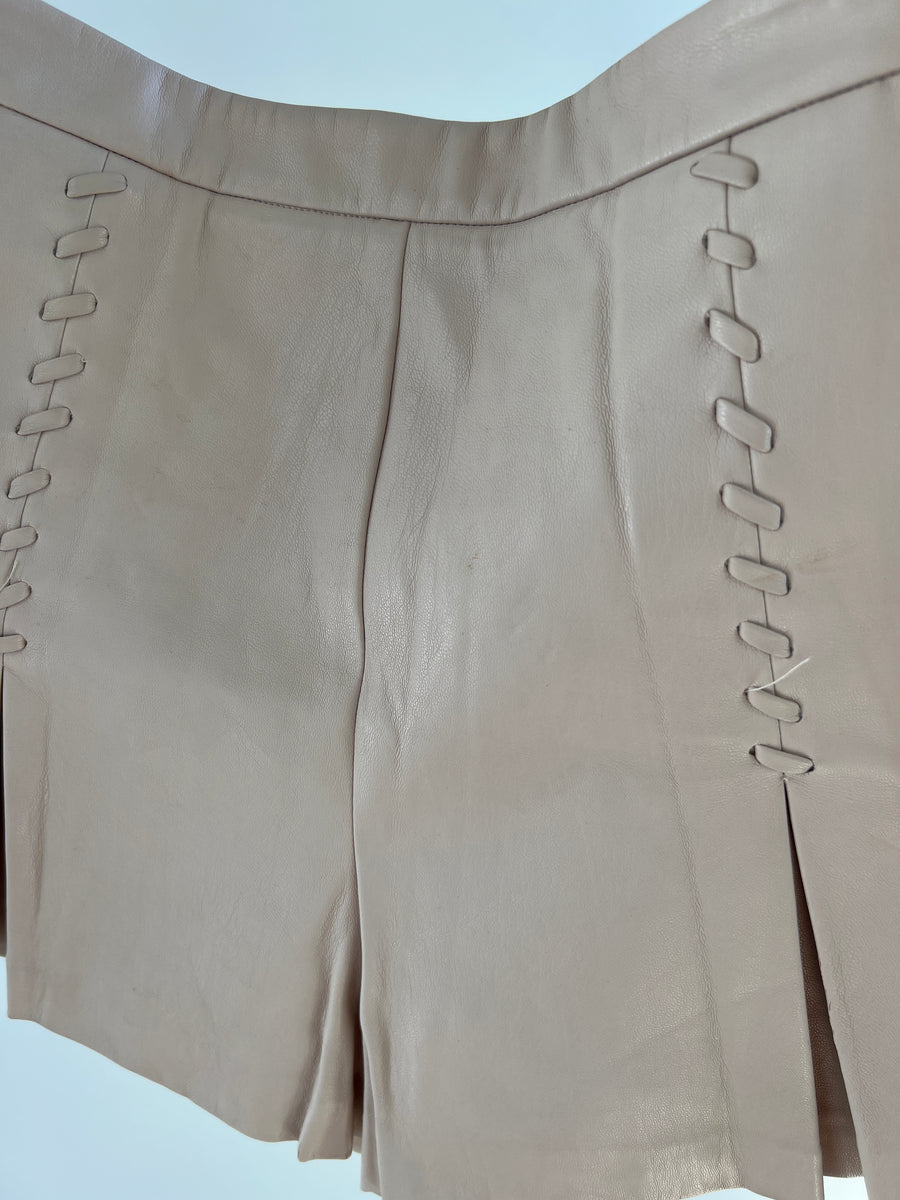 Zara Trafaluc Collection Beige Faux Leather Skirt - XS