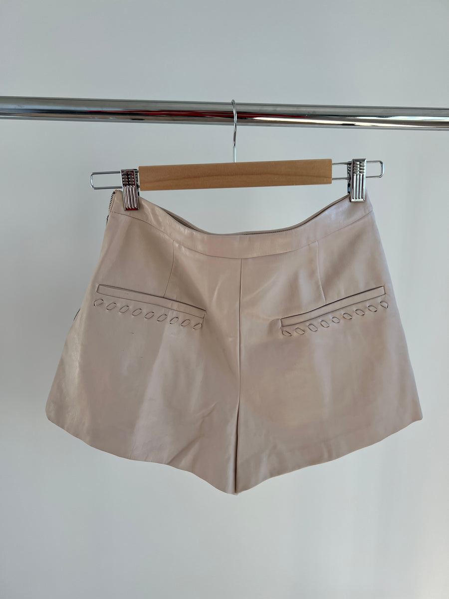 Zara Trafaluc Collection Beige Faux Leather Skirt - XS