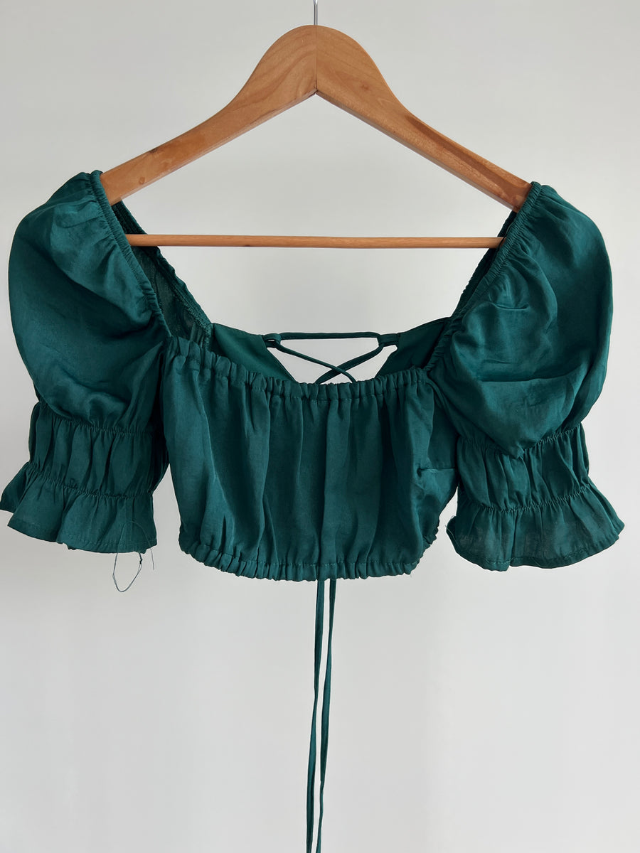 Glassons Dark Green Crop Top - AU 8