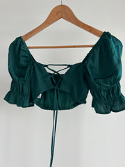 Glassons Dark Green Crop Top - AU 8