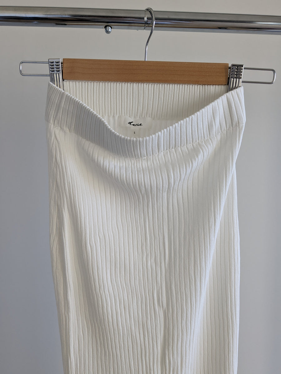 Dazie White Ribbed Maxi Skirt - S