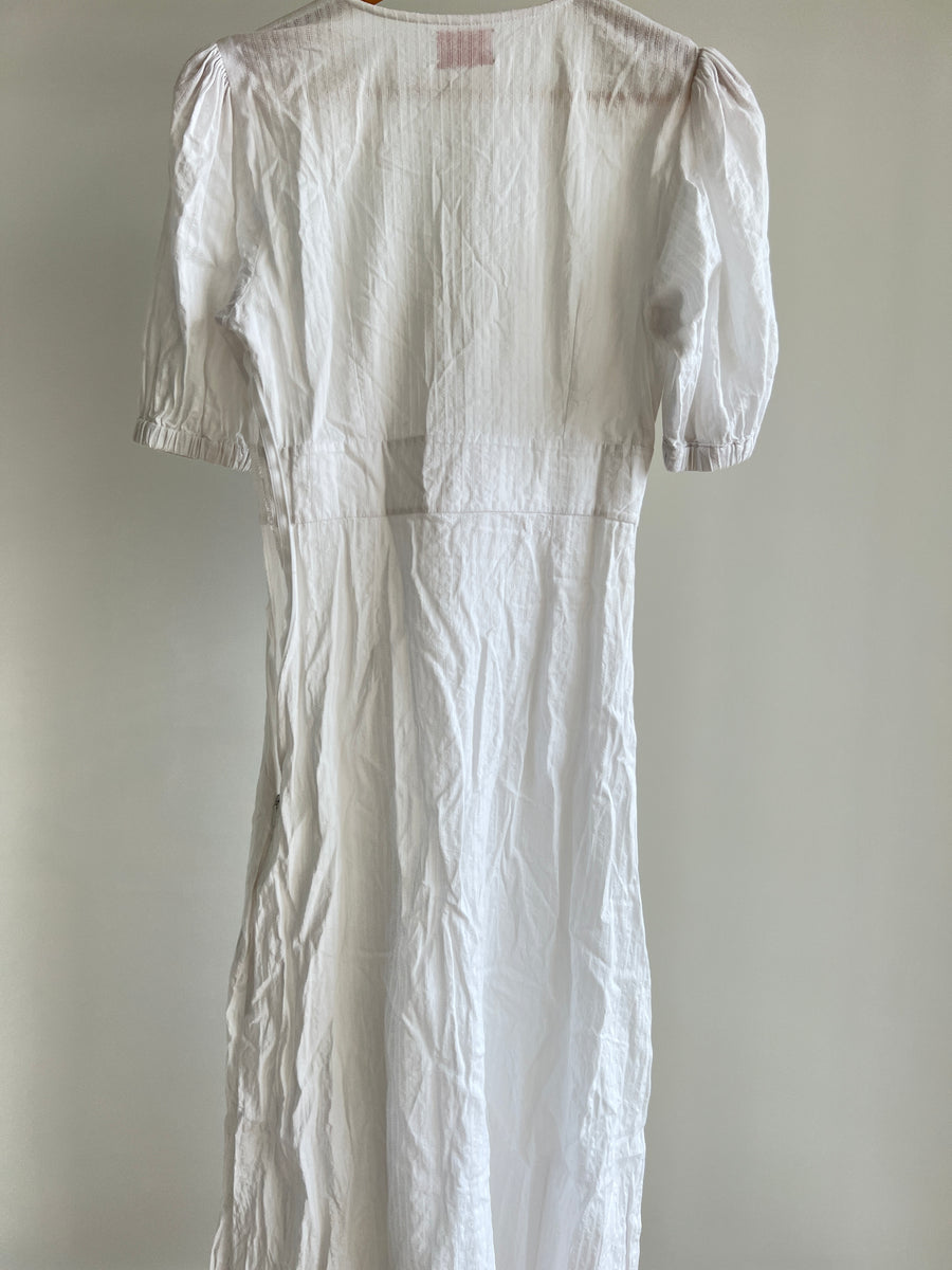 LUNE RESORT white midi button up dress - S