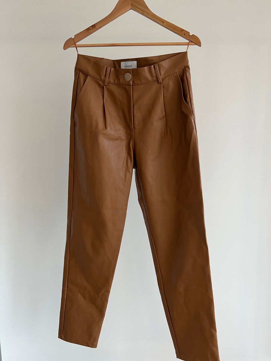 Esmaee Brown Faux Leather Pants - S