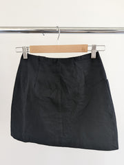 Izi Angus x Runaway Black Button-Up Toni Mini Skirt - XS