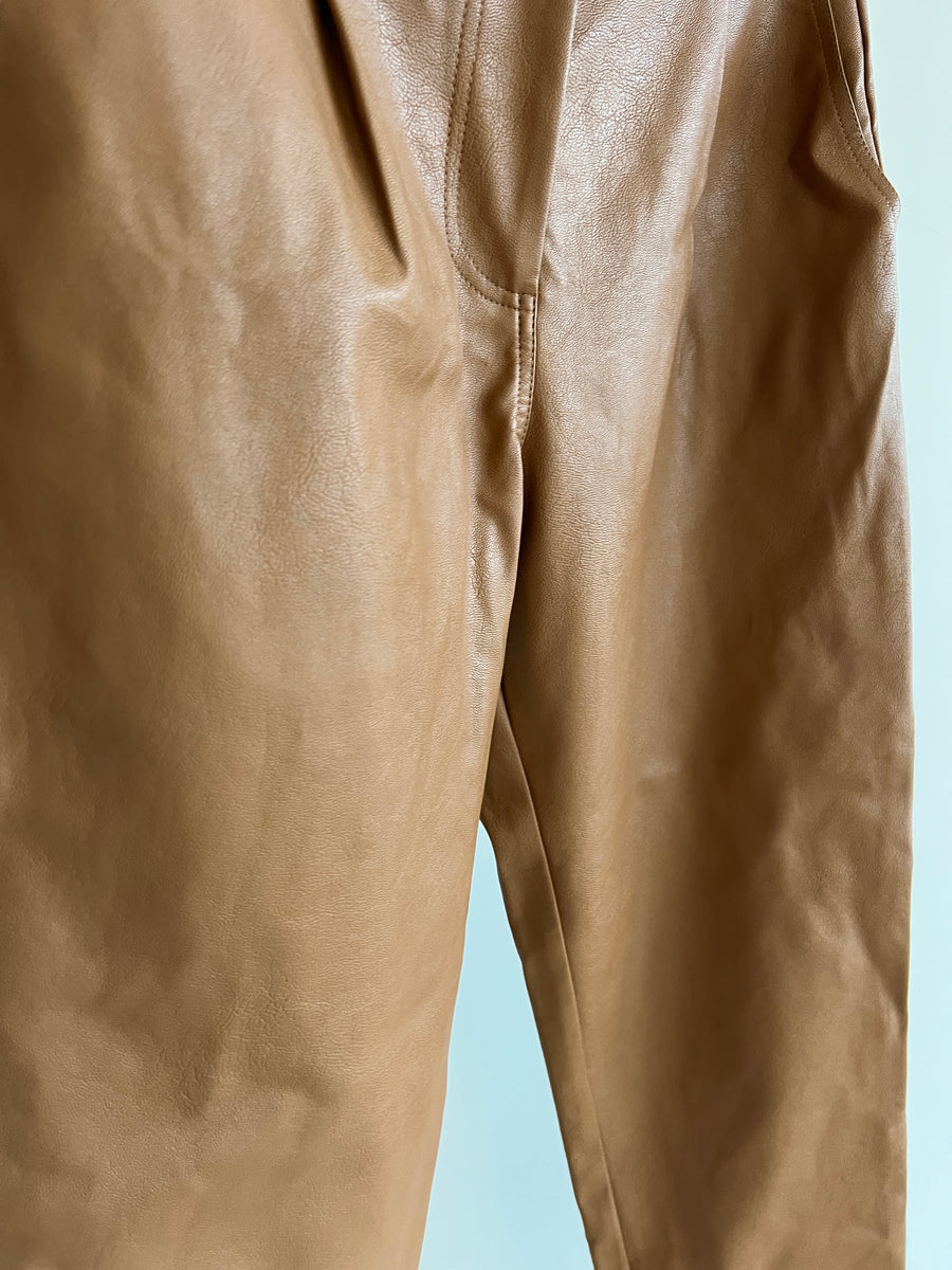 Esmaee Brown Faux Leather Pants - S