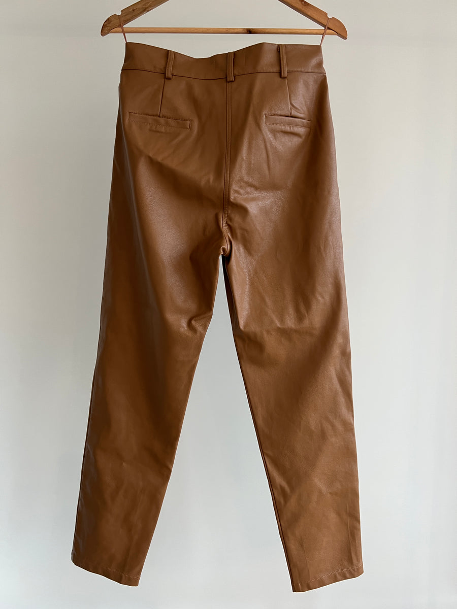 Esmaee Brown Faux Leather Pants - S