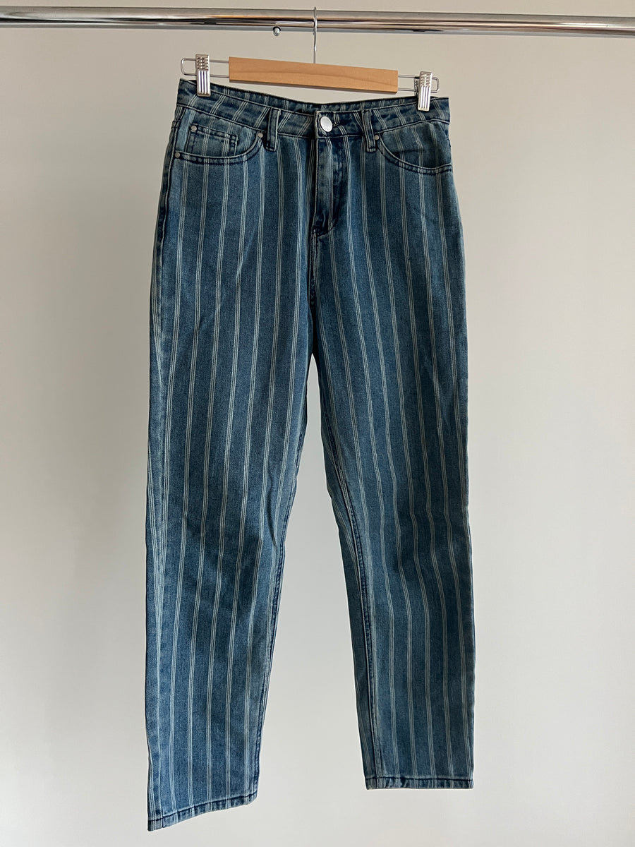 Glassons Blue Denim Stripped Jeans - AU 8