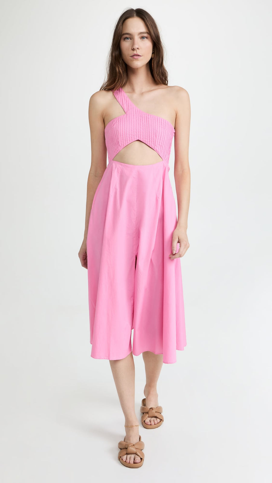 SWF Boutique Hot Pink Asymmetric Cut Out Midi Dress