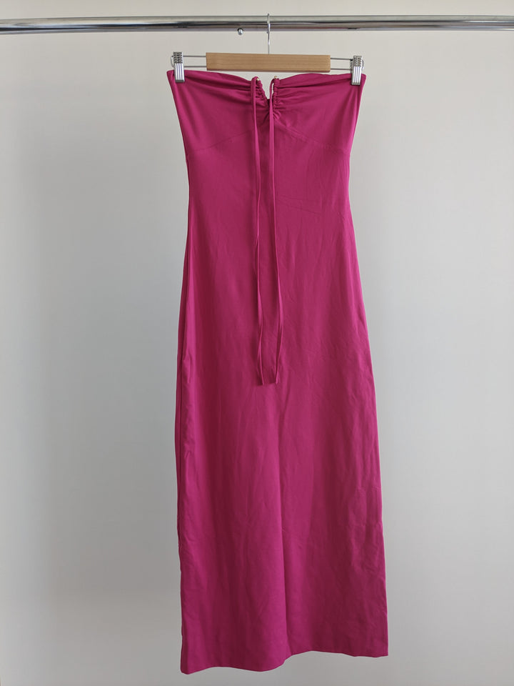 Kookai Hot Pink Stretch Sunday Halterneck Maxi Dress - Kookai 0/AU 8