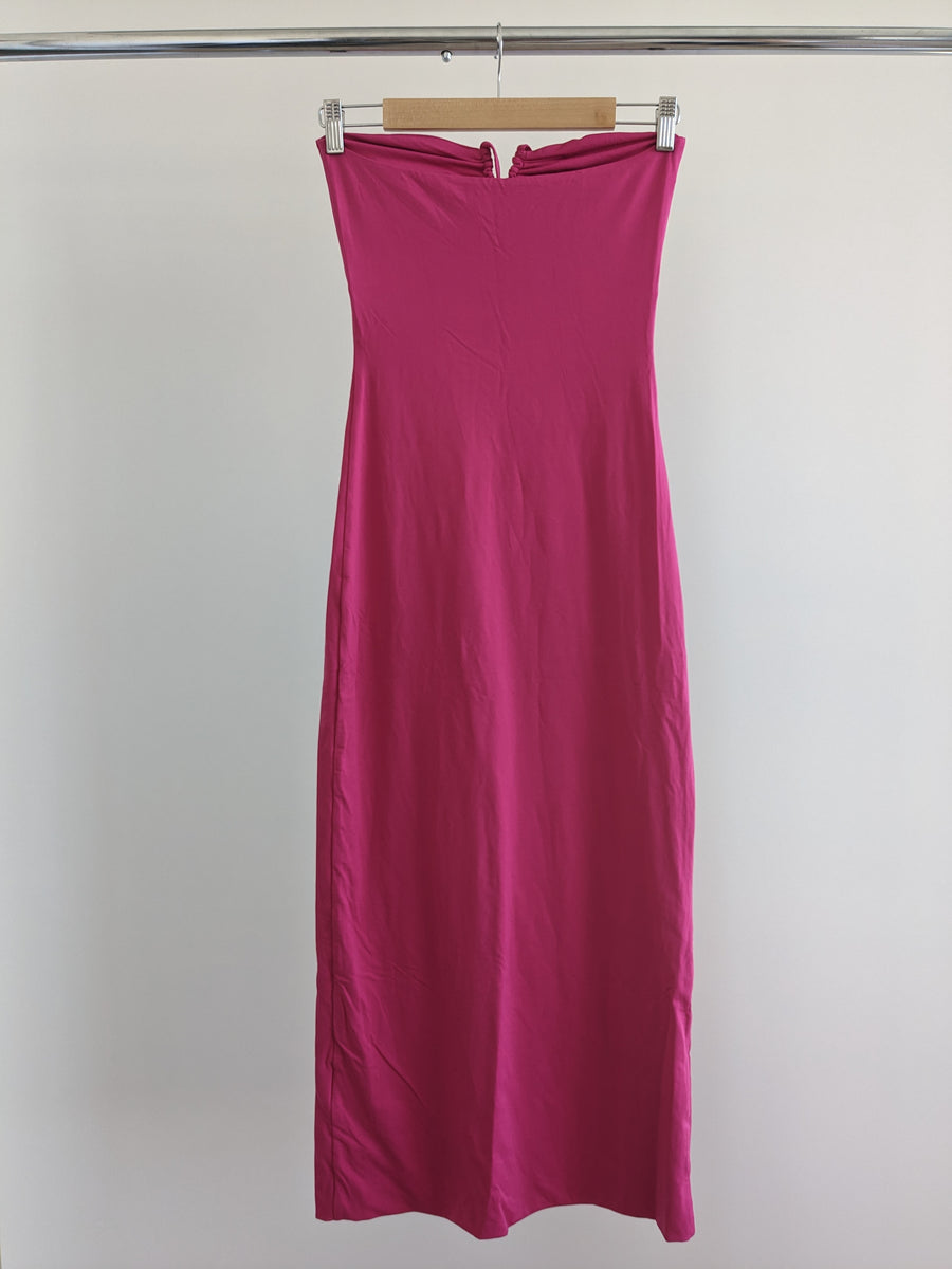 Kookai Hot Pink Stretch Sunday Halterneck Maxi Dress - Kookai 0/AU 8