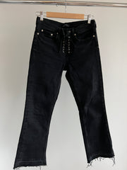 Zara Black Lace-Up Denim Jeans - EU 34/USA 2