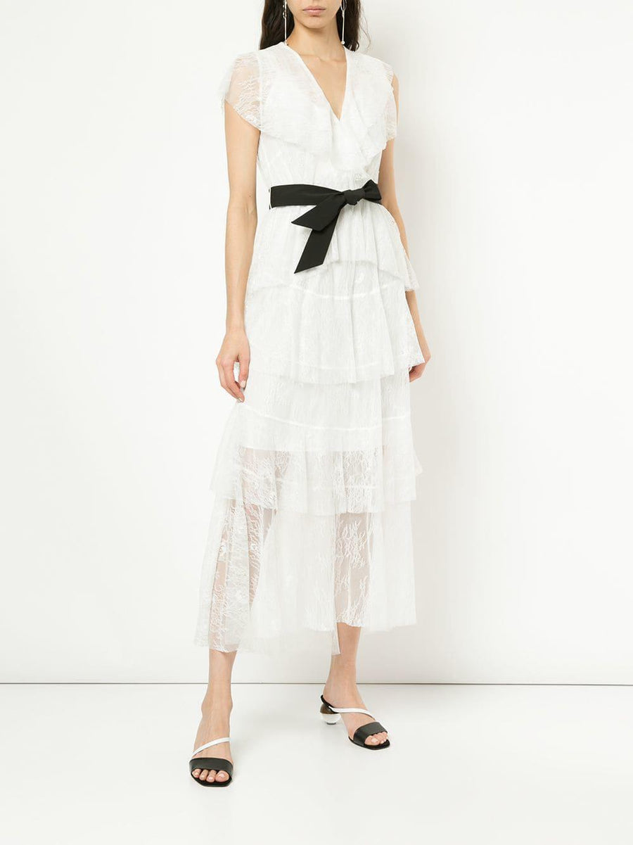 Manning Cartell long white lace dress - AU 6