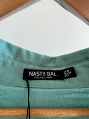 Nasty Gal Green Satin Smooth Operator Shirt - AU 10