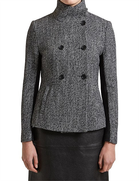 SABA Grey Plaid Tweed 50% Wool Blazer (AU 6)