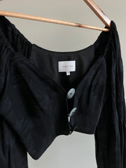 Carver Black Button-Up Crop Top and Shorts Set - S