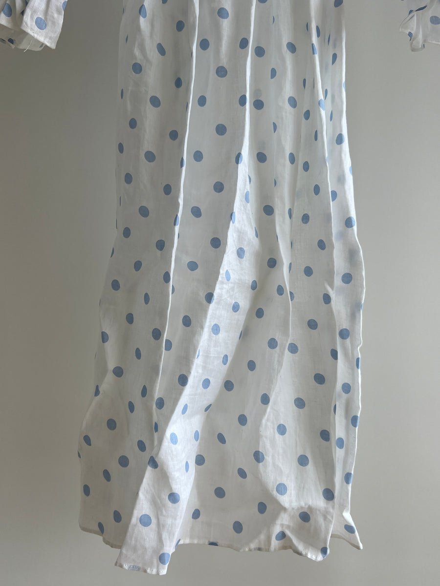 Petal + Pup White/Blue Dot Midi Dress - AU 8