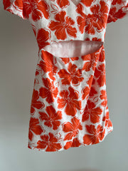 Forever New Orange Floral Open Front Mini Dress - AU 10