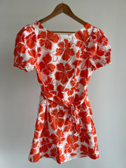 Forever New Orange Floral Open Front Mini Dress - AU 10