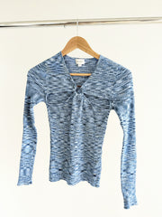 Song of Style Blue Ribbed Knit Long Sleeve Top - XXS