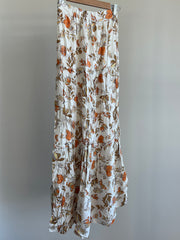 Seven Wonders White/Orange Floral Maxi Skirt - XS/AU 6