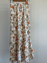 Seven Wonders White/Orange Floral Maxi Skirt - XS/AU 6