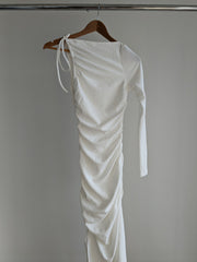 Kristina x BWLDR Cream Ruched Dress with internal lining - AU 6