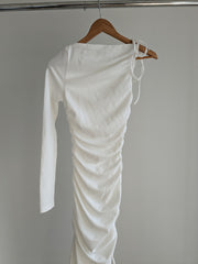 Kristina x BWLDR Cream Ruched Dress with internal lining - AU 6