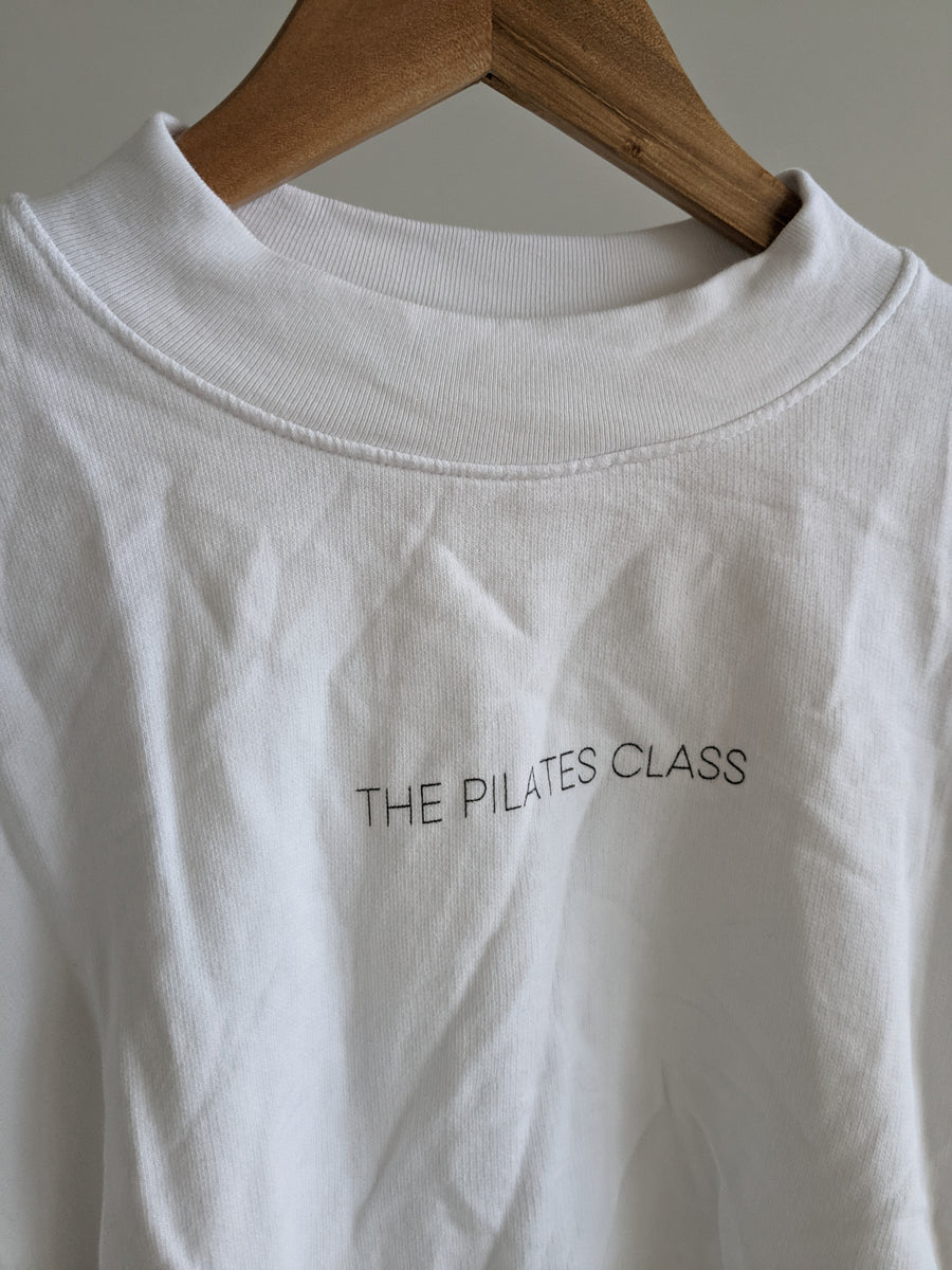 The Pilates Class White 100% Cotton Crew Neck Sweater and Pants Tracksuit Set - S (Sweater), XS (Pants)