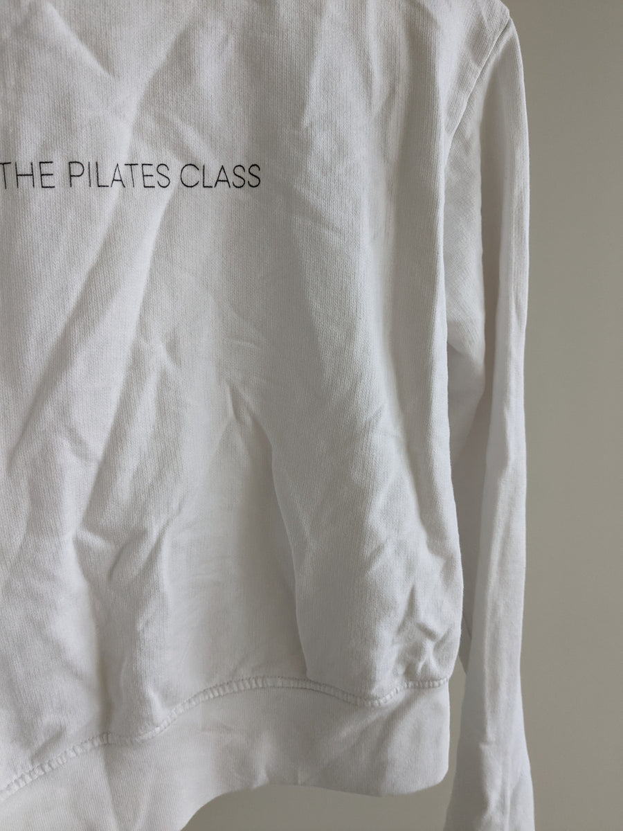 The Pilates Class White 100% Cotton Crew Neck Sweater and Pants Tracksuit Set - S (Sweater), XS (Pants)