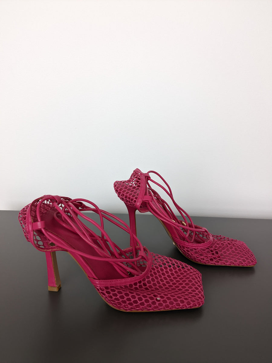 Billini Pink Net Heels - US 7