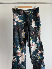 Pleasure State 100% Silk Dark Botanical Print Pyjamas - XL