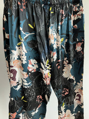 Pleasure State 100% Silk Dark Botanical Print Pyjamas - XL