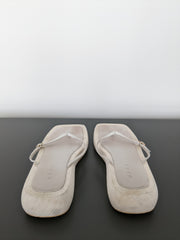 Aere White Platform Linen Thongs - US 7