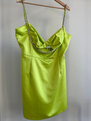 Runaway Neon Green Diamond Straps Mini Dress - AU 16