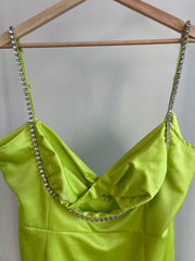 Runaway Neon Green Diamond Straps Mini Dress - AU 16