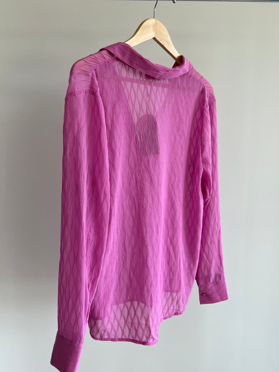 Meshki Pink Karia Wave Pleat Oversized Shirt - S