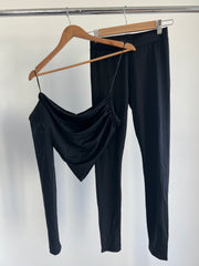 Bardot Black One Shoulder Top and Stretchy Pants Set - AU 8