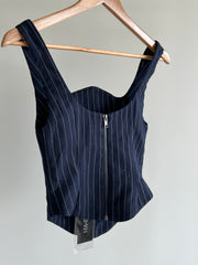 MOSSMAN Black Pinstripe Midnight Sky Top - Au 6