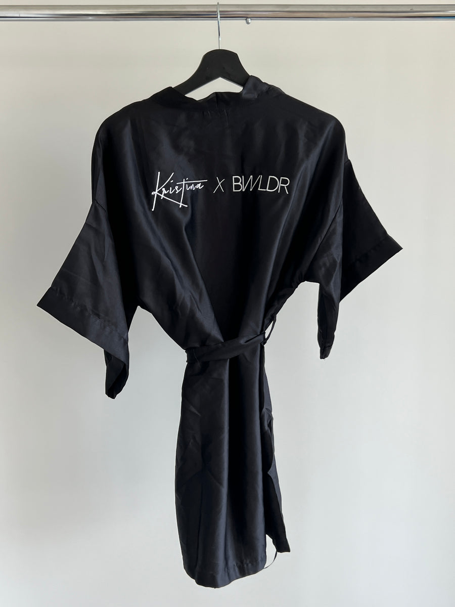 Kristina x BWLDR Black Wrap Glam Beauty Robe - One Size