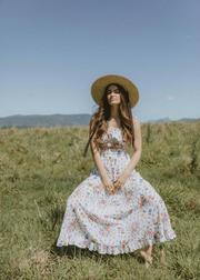 Marigold Mustang White Floral Crop Top And Skirt Set - Size S