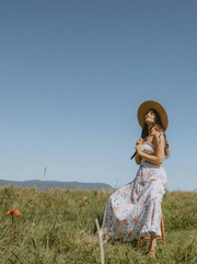 Marigold Mustang White Floral Crop Top And Skirt Set - Size S