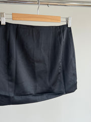 Meshki Black Satin Feel Mini Skirt - XS