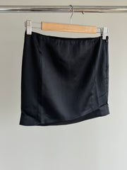 Meshki Black Satin Feel Mini Skirt - XS