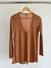 Seed Heritage Beige Long Sleeve Semi Sheer Shirt - XS