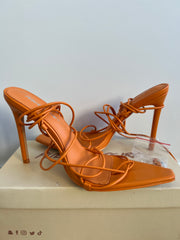 Public Desire Orange High Lace Heels - Size 40