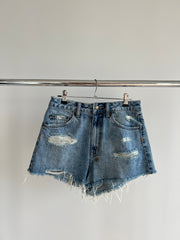 Ksubi Blue Denim Ripped Jean Shorts - Size 26"