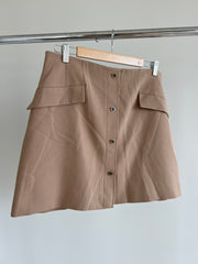 Karen Millen Beige Tailored Button Through Mini Skirt - AU 16