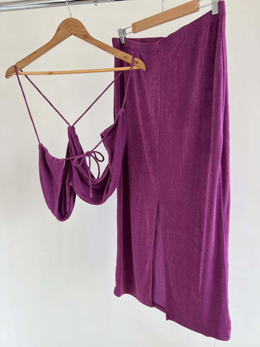 SHE IS US Purple Bralette And Midi Skirt Set - XXL/AU 16