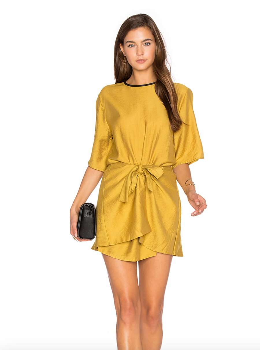 PFEIFFER Mustard Abel Wrap Mini Dress - Size S